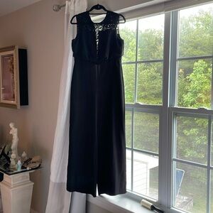 WHBM “chiffon” and crepe jumpsuit with lace detail